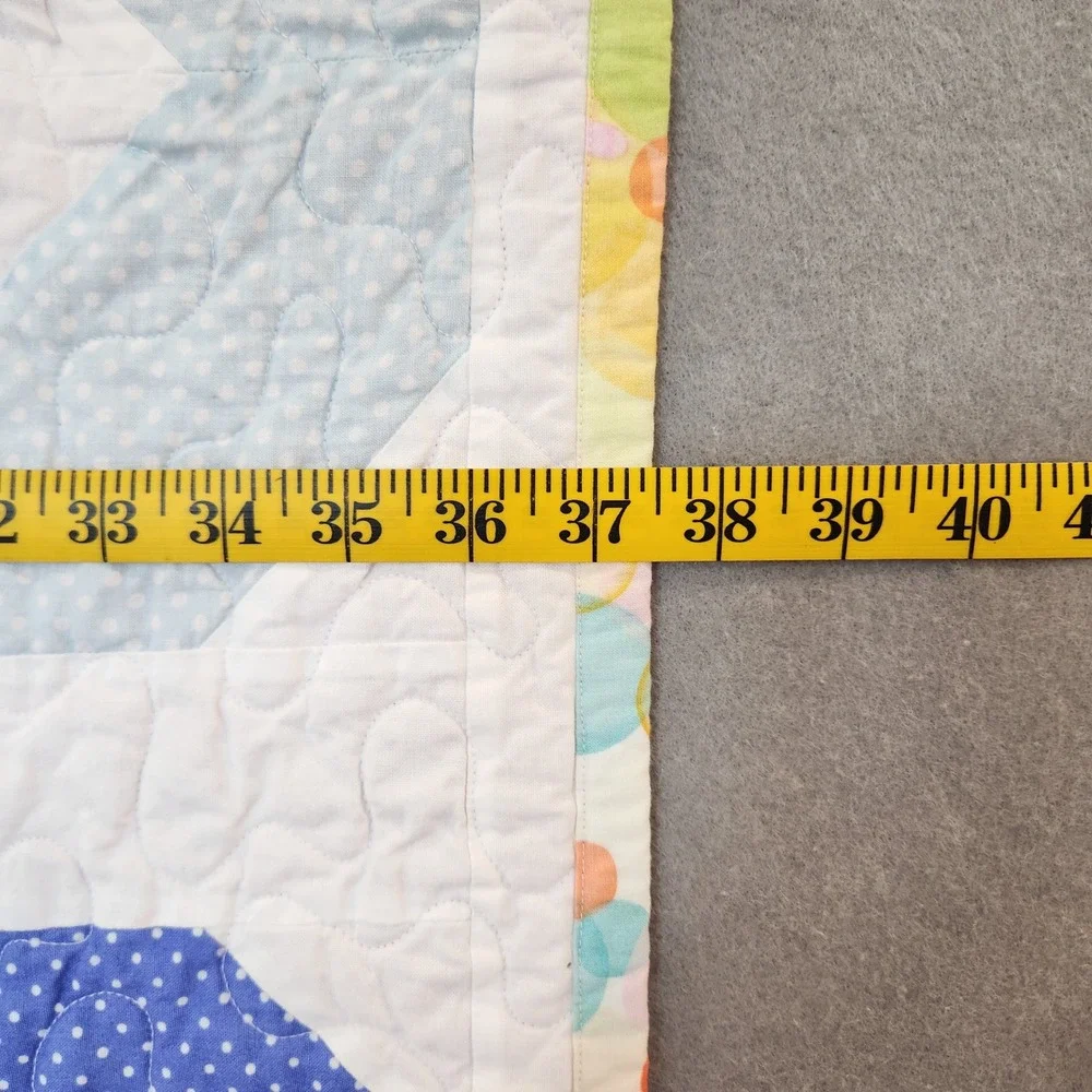 Handmade Patchwork Quilt Rainbow‎ Polka Dot Geometric Stipple Quilted 37x47